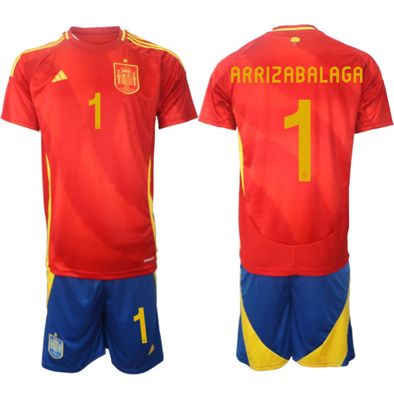 Men 2024-2025 Season Spain home red #1 Soccer Jerseys